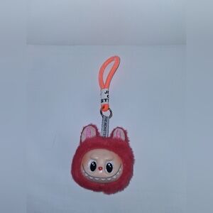 Fuzzy Red Labubu Key Holder